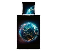 Set Di Biancheria Da Letto Mappamondo 2 Pezzi 135x200 Cm 100% Microfibra