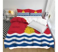 Set di biancheria da letto Matrimoniale Comforter per tutte le stagioni con 2 federe, 3 pezzi, set di biancheria da letto Geometria semplice bandiera di Kiribati Rosso e blu con chiusura lampo
