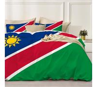 Set di biancheria da letto Matrimoniale Comforter per tutte le stagioni con 2 federe, 3 pezzi, set di biancheria da letto Stile patriottico bandiera della Namibia Blu profondo con chiusura lampo