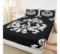 Set di biancheria da letto matrimoniale con monogramma lettera X, lenzuolo con angoli in stile barocco antico senza lenzuolo superiore, motivo floreale damascato, per bambini, adolescenti, adulti