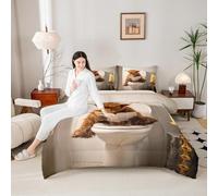 Set di biancheria da letto matrimoniale, stile rustico, per bambini, ragazze e ragazzi, motivo mucca scozzese, set di biancheria da letto con simpatico animale, decorazione per camera da letto