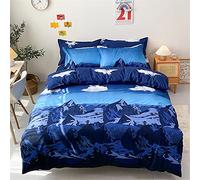 Set di Biancheria da Letto Matrimoniale, Treers Copripiumino Morbido Traspirante 3 Pezzi in Microfibra Set Copripiumino e 2 Federe 50x75 cm (Picco di Montagna,180x220cm)