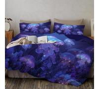 Set Di Biancheria Da Letto Medusa Luminosa, Morbida Confortevole 3 Pezzis Biancheria Da Letto Stile Oceano Fantasy per Ragazze E Ragazzi Con Chiusura Lampo E 2 Federes, 200x200cm