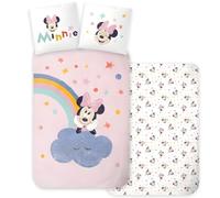 Set di biancheria da letto Minnie Mouse singolo | Copripiumino 140x200 cm + Fodera cuscino 60x65 cm | 100% cotone | Biancheria da letto morbida e traspirante | Carino arredamento per camera da letto