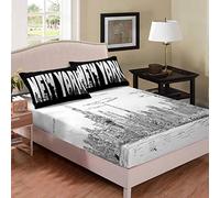 Set di biancheria da letto moderno City Building New York a lenzuola uomini America paesaggio urbano lenzuolo con angoli nero bianco città scena letto camera da letto 2 pezzi singolo