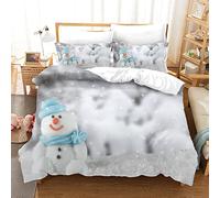 Set Di Biancheria Da Letto Natalizia 260X240Cm, Set Copripiumino Matrimoniale In Microfibra Per Adulti Con Cerniera E 2 Federa, Motivo Stampati In Modello Pupazzo Di Neve Di Natale 3D, Confortevole