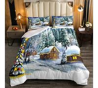 Set di biancheria da letto per albero di Natale, con illustrazione natalizia, Trapunta/trapunta, per bambini, ragazzi, ragazze, fiocchi di neve, inverno, in microfibra, Bedding Piumino 200x200cm