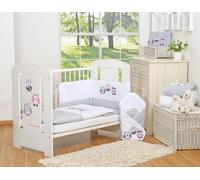 Set di biancheria da letto per bambini 135x100 cm con paracolpi in 3 pezzi, gufi