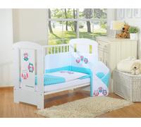 Set di biancheria da letto per bambini 135x100 cm con paracolpi in 3 pezzi, Gufi