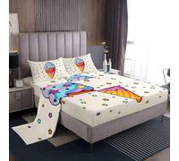 Set di biancheria da letto per bambini, 3 pezzi, con tasche profonde da 40,6 cm, per bambini, per giochi con palloni, per donne e uomini, in morbida microfibra traspirante, beige, blu, rosso, con 1