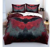 Set di Biancheria da Letto per Bambini A Tema Pipistrello di Halloween,Copripiumino con Pipistrello e Casa Stregata con Luna Rossa,Copripiumino con Motivo Floreale Gotico e Animali,Decorazione per Ca