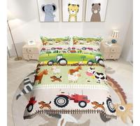Set di biancheria da letto per bambini con animali da fattoria, super king e bambino, trattori carini, set di biancheria da letto, in stile country, set copripiumino colorato per la stanza