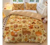 Set di biancheria da letto per bambini con ciondolo autunnale, con motivo zucche e amici, in microfibra, per letto singolo, per ragazzi e ragazze (stile 3, king size 240 x 220 cm + 65 x 65 cm x 2)