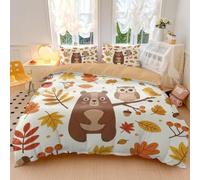 Set di biancheria da letto per bambini con ciondolo autunnale, con motivo zucche e amici, in microfibra, per letto singolo, per ragazzi e ragazze (stile 5, king 240 x 220 cm + 65 x 65 cm x 2)