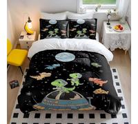 Set di biancheria da letto per bambini con copripiumino, motivo dinosauri, avventura e spazio, in morbida microfibra, regalo per decorazione per la camera dei bambini (stile 1, singolo, 135 x 200 cm