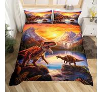 Set di biancheria da letto per bambini con copripiumino singolo con dinosauro e animali selvatici, con stampa di dinosauri 3D, decorazione per la casa per ragazzi e ragazze (chiusura con cerniera)