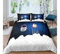 Set di biancheria da letto per bambini con motivo astronauta, motivo razzo spaziale, motivo galassia cosmonauta, per ragazzi, spazio esterno avventura, biancheria da letto king size