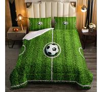 Set di biancheria da letto per bambini con palla da calcio e piumone per ragazzi e uomini, verde campo da calcio, traspirante, con piumone e piumone Bedding Piumino 200x200cm