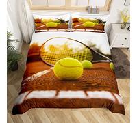 Set di biancheria da letto per bambini con palla da tennis 3D e racchetta da tennis, copripiumino per ragazzi, ragazze, donne, uomini, camera da letto, sport, set di copertura 3D, taglia singola
