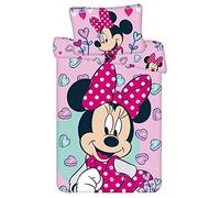 Set di biancheria da letto per bambini Disney Minnie Mouse Rosa, piumone 100 x 135 cm + cuscino 40 x 60 cm, 100% cotone con cerniera
