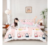 Set di biancheria da letto per bambini e bambine, 2 pezzi, con copripiumino per lettino e culla, motivo con mappa della città, motivo albero di campagna, colore rosa (senza imbottitura), per bambini