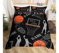 Set di biancheria da letto per bambini e ragazzi, in microfibra, motivo pallacanestro, con copripiumino per letto singolo