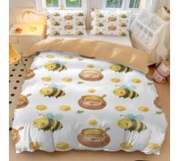 Set di biancheria da letto per bambini, motivo ape e arcobaleno a righe, per camera dei bambini, decorativo, in morbida microfibra, stile 4, matrimoniale, 200 x 200 cm, 50 x 75 cm x 2 cm