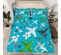 Set di biancheria da letto per bambini, ragazzi e ragazze, con motivo aereo 3D, con vari pannelli, lenzuolo con angoli, per camera da letto, 3 pezzi, king size