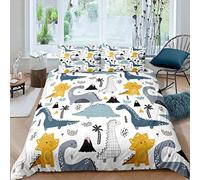 Set di biancheria da letto per bambini, ragazzi e ragazze, con stampa di dinosauri in stile cartone animato, set copripiumino di lusso, decorazione per la stanza, 2 pezzi, per letto singolo