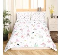 Set di biancheria da letto per bambini, stile principessa, per letto matrimoniale, con copripiumino rosa per ragazzi e ragazze, per camera da letto e carrozzina, set copripiumino kawaii con 3 federe