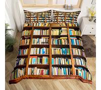 Set di biancheria da letto per bambini vintage biblioteca libreria set copripiumino per ragazzi ragazze studenti scuola copripiumino traspirante super king