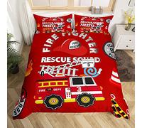 Set di biancheria da letto per camion antincendio rosso per bambini con motore antincendio per ragazzi ragazze Decor per bambini adolescenti carino cartone animato auto consolatore copertura veicoli