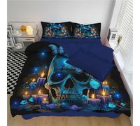Set Di Biancheria Da Letto per Candela A Forma Di Teschio A Forma Di Farfalla 135x200cm, Copripiumino Fantasia Oscura, Set Di Trapunte in Morbida Microfibra per La Decorazione Della Camera Da Letto