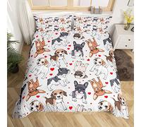 Set di biancheria da letto per cani carini per bambini con motivo a cartoni animati per cuccioli di cane kawaii copripiumino per ragazzi e ragazze copriletto leggero per letto king size con 2 federe