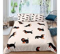 Set di biancheria da letto per cani con salsiccia, set copripiumino per ragazzi, ragazze, adolescenti, simpatici animali e biancheria da letto kawaii e biancheria da letto per cuccioli, 3 pezzi