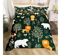 Set di biancheria da letto per culla, con motivo leone della giungla, orso polare selvaggio, volpe, decorazione per la camera di bambini, ragazze e ragazzi, con foglie botaniche, traspirante (senza