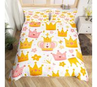Set di biancheria da letto per culla, motivo con corone di cartoni animati, grazioso set di copripiumino per bambini, ragazze, ragazzi, decorazione romantica con corone da principessa, traspirante