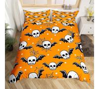 Set di biancheria da letto per culla, motivo gotico con teschio e pipistrelli, per bambini, ragazze, ragazzi, decorazione per la stanza, con ragnatela e pipistrello, traspirante (senza piumino