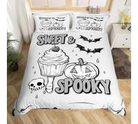 Set di biancheria da letto per culla, motivo zucca e fantasma, per bambini, ragazze, ragazzi, decorazione per la stanza, con copripiumino traspirante (senza piumino), grigio scuro e bianco
