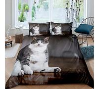 Set di biancheria da letto per gatti con stampa di gatti in 3D con simpatici animali 3D per bambini ragazzi ragazze animali domestici e gatti copertina morbida in microfibra copriletto con 2 federe 3
