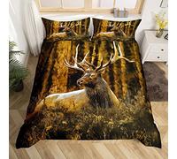 Set di biancheria da letto per la caccia ai cervi singolo, copripiumino per uomo e ragazzi e adulti e per camera rurale western farmhouse alce cervo copripiumino retrò campagna avventura 1 federa