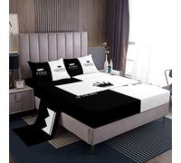 Set di biancheria da letto per la regina e per lui e per lei abbinate coppia di lenzuola per amante romantico San Valentino regalo lenzuolo con angoli in bianco e nero per letto king size 4 pezzi