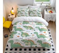 Set di biancheria da letto per letto king size, con copripiumino e 2 federe, motivo dinosauri in stile cartone animato, per letto matrimoniale, singolo, con 2 federe, per ragazzi (3, matrimoniale, 50