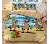 Set di biancheria da letto per letto matrimoniale, con copripiumino e motivo zebrato in stile cartone animato, per bambini, ragazzi e ragazze, in morbida microfibra (stile 5, king 240 x 220 cm, 65 x