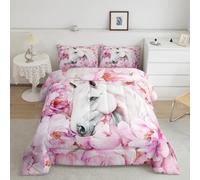 Set di biancheria da letto per letto matrimoniale, motivo cowboy occidentale, per bambini, ragazze e ragazzi, motivo floreale con margherite rosa, per camera da letto, inserto con copripiumino con 2