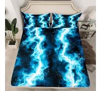 Set di biancheria da letto per letto matrimoniale, motivo fulmini, colore blu sfumato, 3 pezzi, per bambini, adolescenti, donne, decorazione per la stanza, lenzuola moderne e fresche, lenzuola con