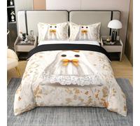 Set di biancheria da letto per letto singolo, 100% cotone, motivo fantasma con cartoni animati, 2 pezzi, per bambini, ragazze e ragazzi, fantasma di Halloween, fiori naturali, 1 federa (senza piumino