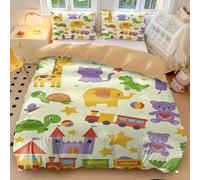 Set di biancheria da letto per letto singolo, con copripiumino e motivo dinosauro e castello in stile cartone animato, in morbida microfibra, perfetto per la camera di bambini e ragazzi (stile 3