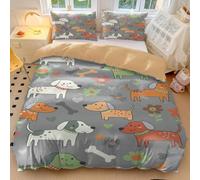 Set di biancheria da letto per letto singolo, con copripiumino e motivo dinosauro e castello in stile cartone animato, in morbida microfibra, perfetto per la camera di bambini e ragazzi (stile 5