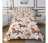 Set di biancheria da letto per letto singolo con motivo cavalli al galoppo, per camera da letto di bambini e ragazzi, decorazione con animali in stile western, set copripiumino romantico per tutte le
